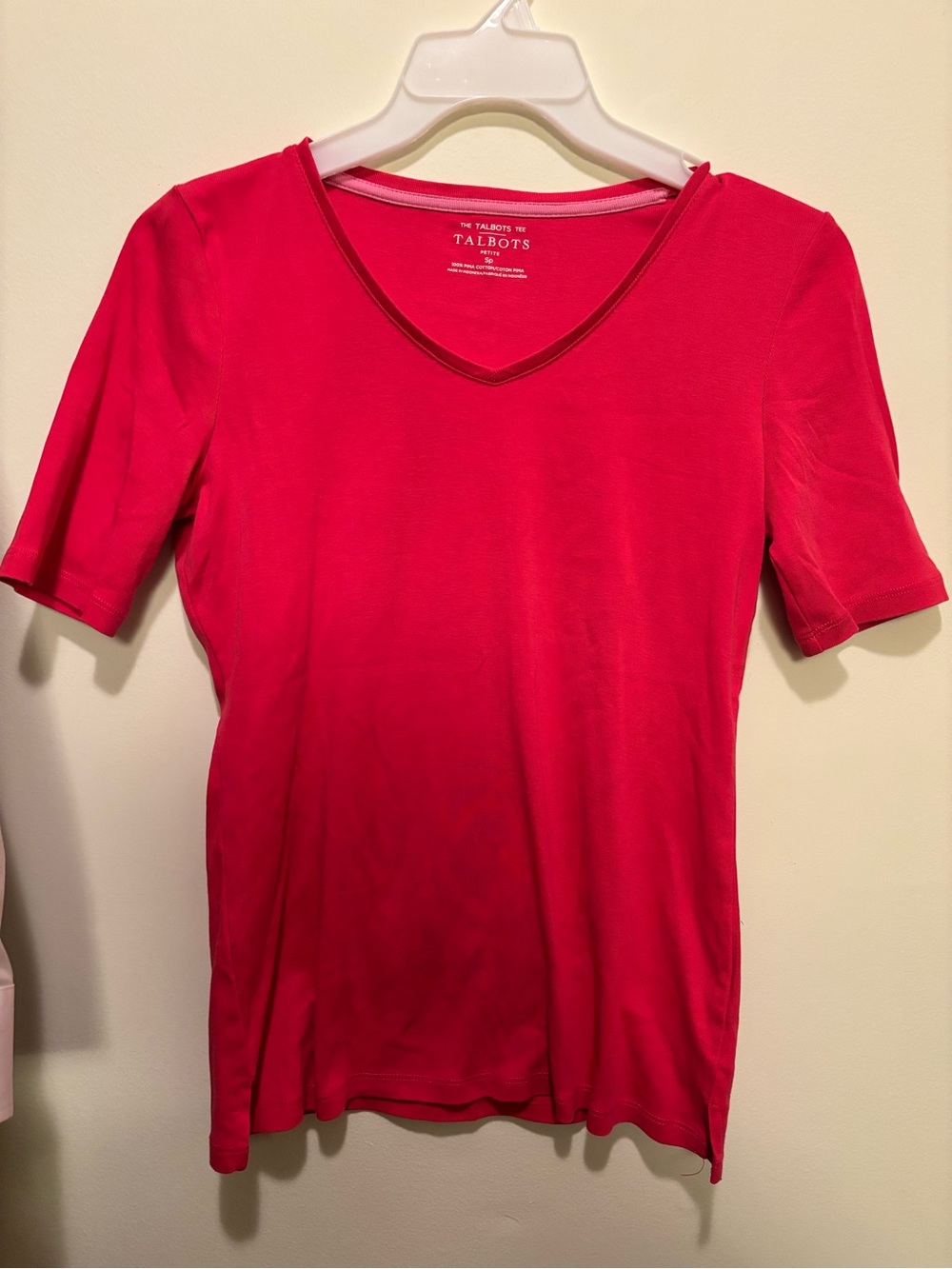 Talbots Pink V-Neck Short Sleeve Tee 100% Pima Cotton